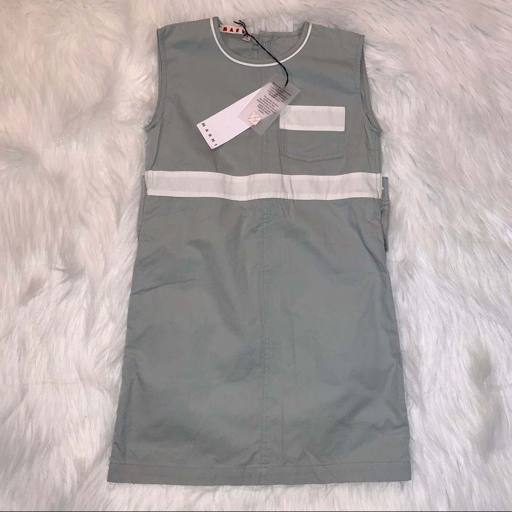 Marni Girls  Green and White Cotton Dress NWT 6